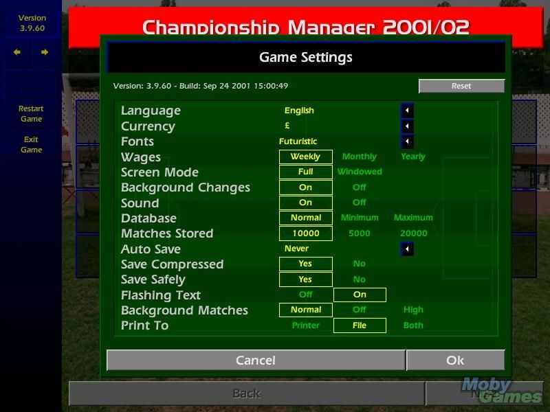 player instructions for championship manager 01/02 defence