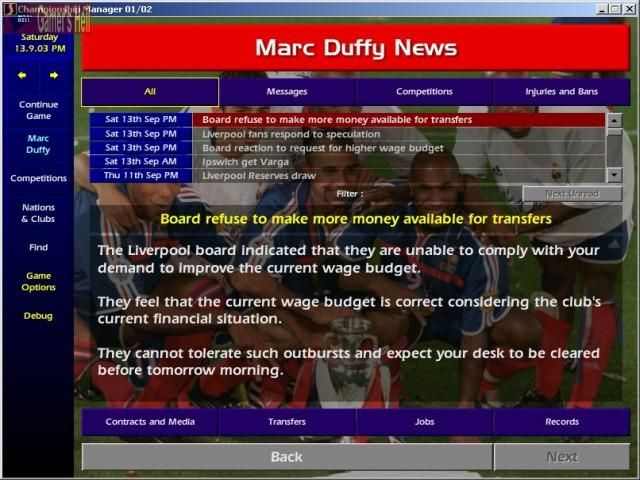 championship manager 01/02 available leagues